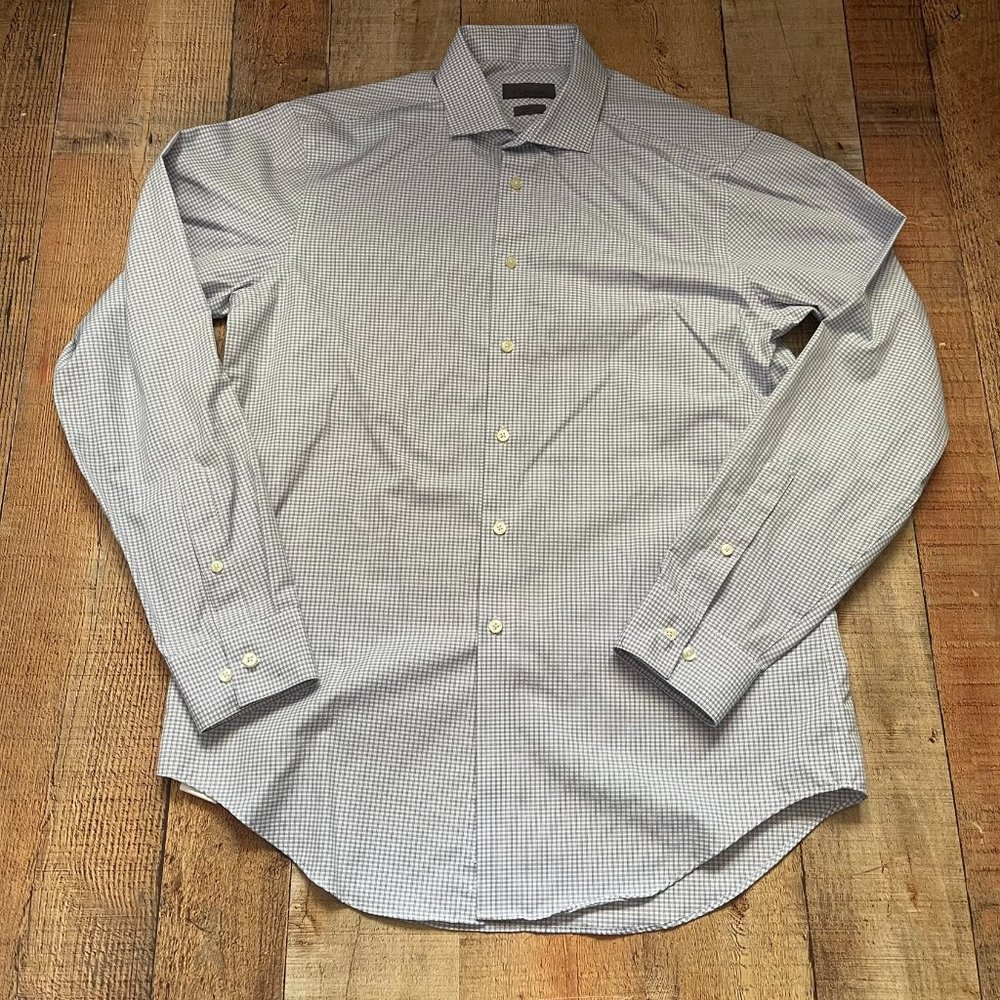 Calvin Klein Dress Shirt Men's 16 Large Slim Fit Non Iron Button Down Shirt